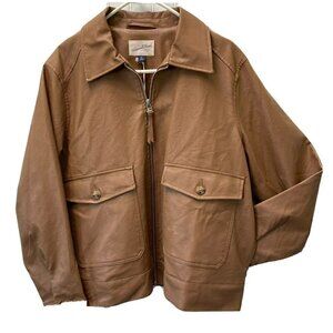 Universal Thread Hoods Co. Womens Golden Pretzel Faux Leather Zip Jacket-XXL